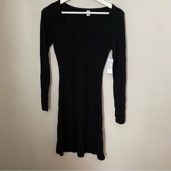 BP Dress Long Sleeve V-Neck Mini Black Solid Casual Neutral - Picture 9 of 9